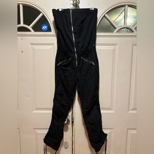 Paul Frank Black Zip-Front Jumpsuit with Zipper Pockets
